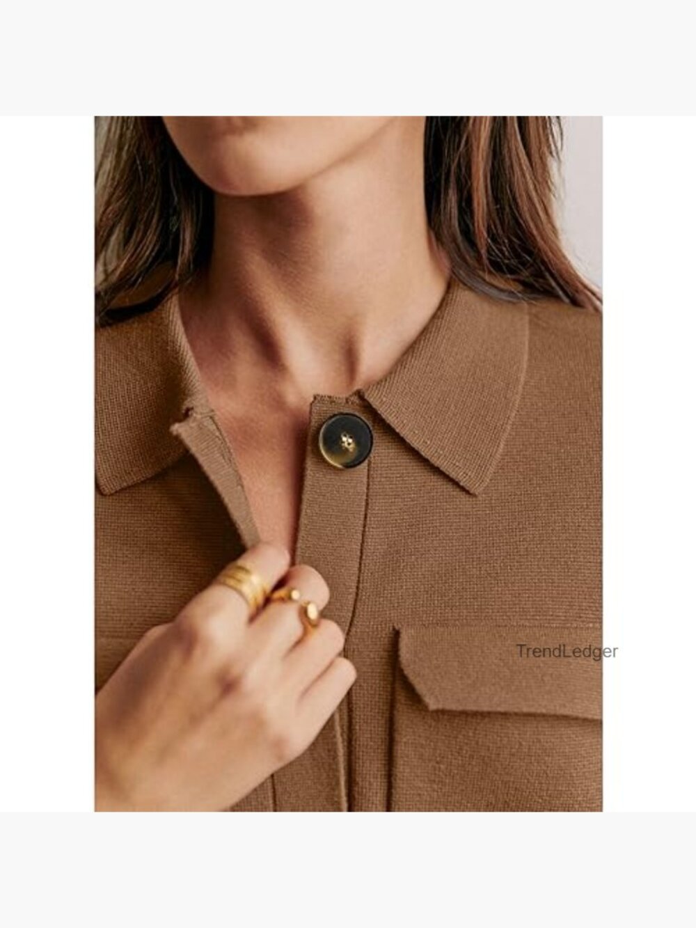 Cropped Merino Wool Cardigan Jacket with Pockets - Picture 4 of 6